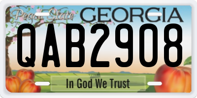GA license plate QAB2908