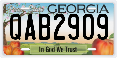 GA license plate QAB2909