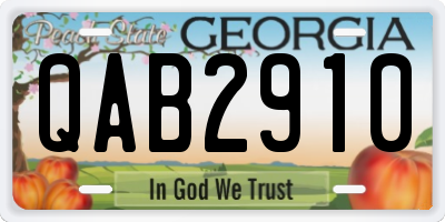 GA license plate QAB2910