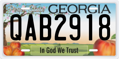 GA license plate QAB2918