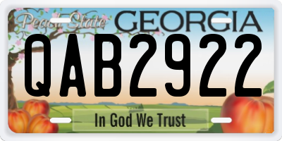 GA license plate QAB2922