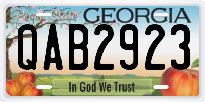 GA license plate QAB2923