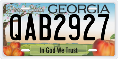 GA license plate QAB2927
