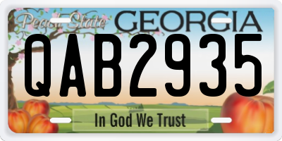 GA license plate QAB2935
