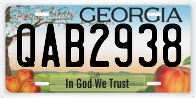 GA license plate QAB2938