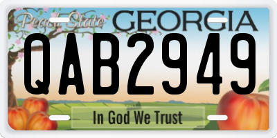 GA license plate QAB2949