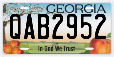 GA license plate QAB2952