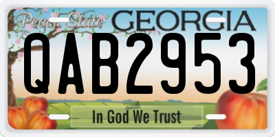 GA license plate QAB2953
