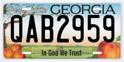 GA license plate QAB2959