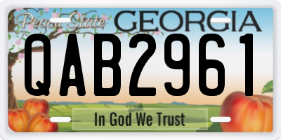 GA license plate QAB2961