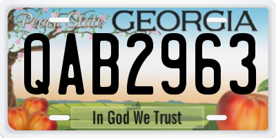 GA license plate QAB2963