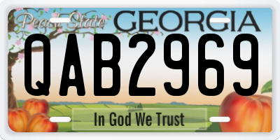 GA license plate QAB2969