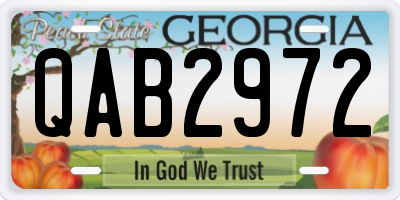 GA license plate QAB2972
