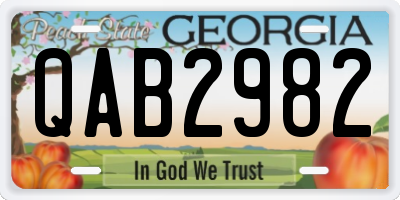 GA license plate QAB2982