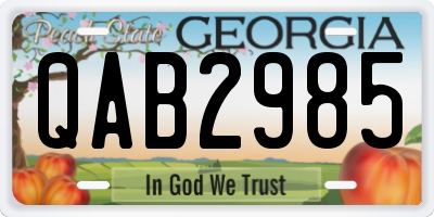 GA license plate QAB2985