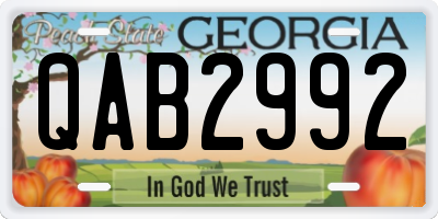 GA license plate QAB2992