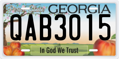GA license plate QAB3015