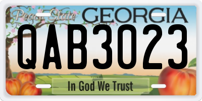 GA license plate QAB3023