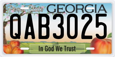 GA license plate QAB3025