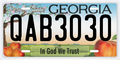 GA license plate QAB3030