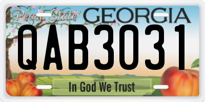 GA license plate QAB3031