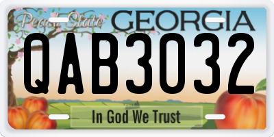 GA license plate QAB3032
