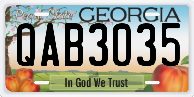 GA license plate QAB3035