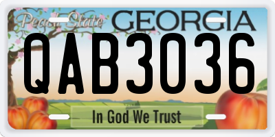 GA license plate QAB3036