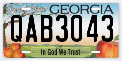 GA license plate QAB3043