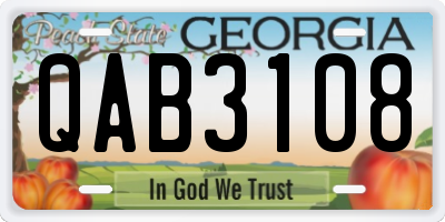 GA license plate QAB3108