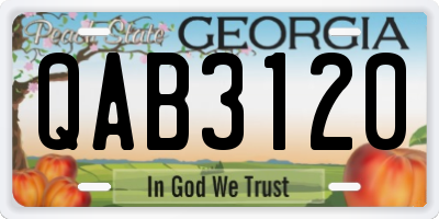GA license plate QAB3120