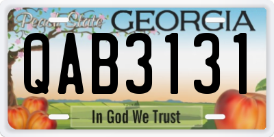 GA license plate QAB3131