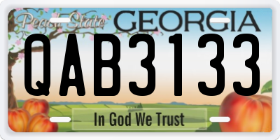 GA license plate QAB3133