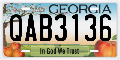 GA license plate QAB3136