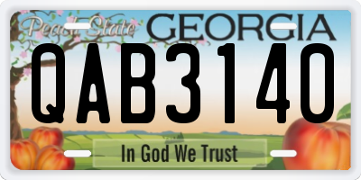 GA license plate QAB3140