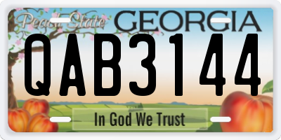 GA license plate QAB3144