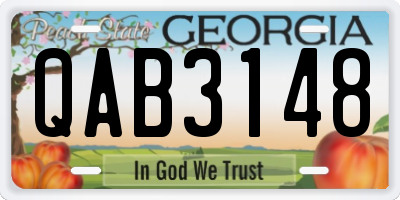 GA license plate QAB3148