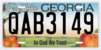 GA license plate QAB3149