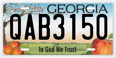 GA license plate QAB3150