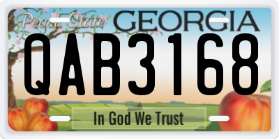 GA license plate QAB3168