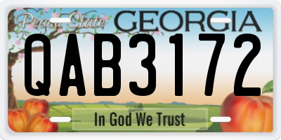 GA license plate QAB3172