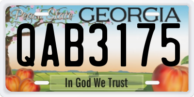 GA license plate QAB3175