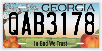 GA license plate QAB3178
