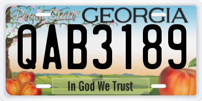 GA license plate QAB3189