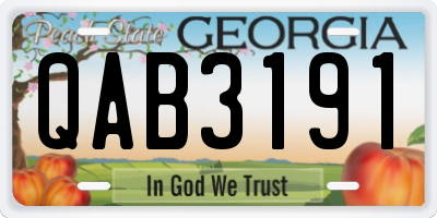 GA license plate QAB3191