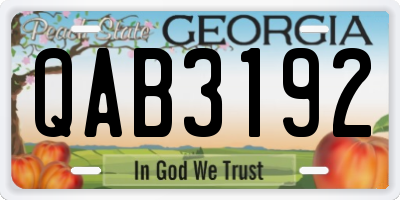 GA license plate QAB3192