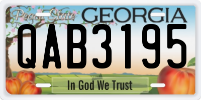 GA license plate QAB3195