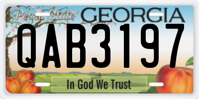 GA license plate QAB3197