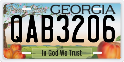 GA license plate QAB3206