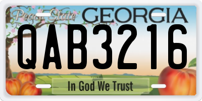 GA license plate QAB3216